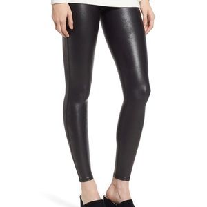 Spanx faux leather leggings; black